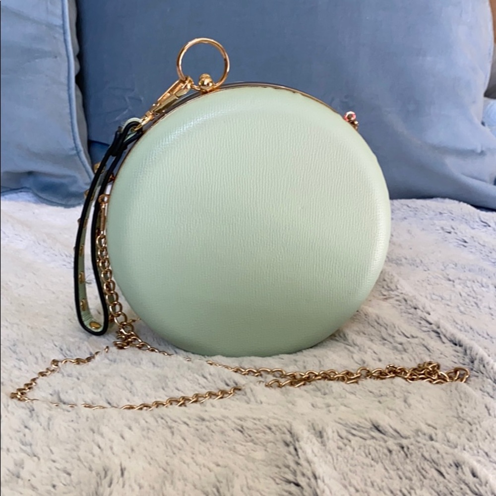 Kiss lock pastel teal shoulder purse or wristlet
